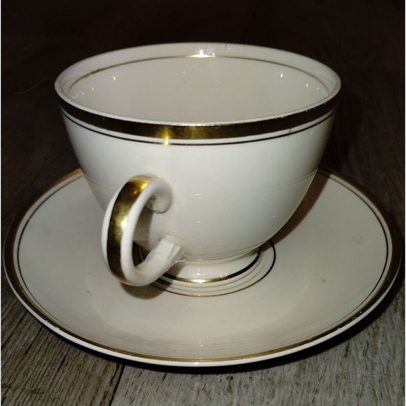 Eggshell NAUTILUS U.S.A D46N5 warranted 18 Carat Gold  (Tea cup and saucer) Vint - Picture 3 of 7
